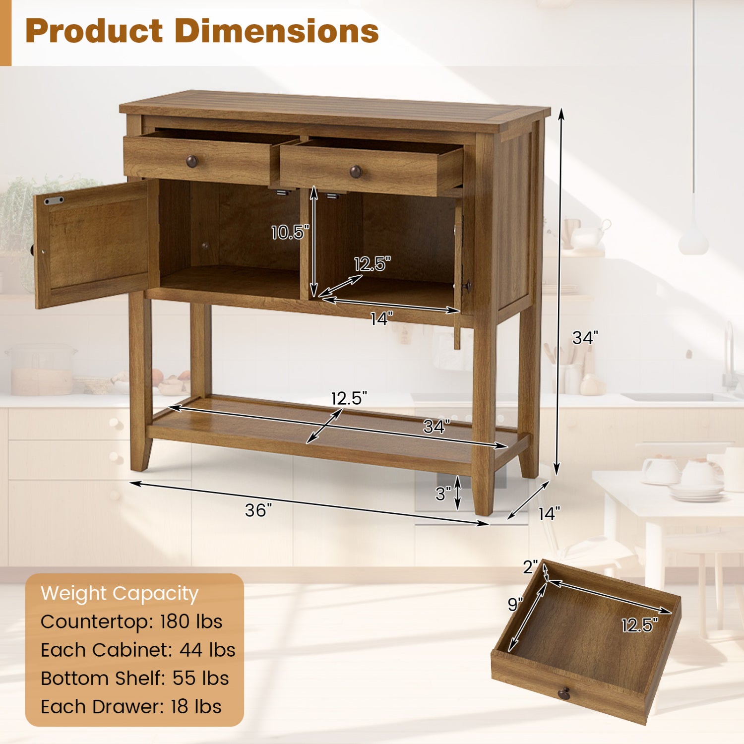 Mid-Century Console Table, Wood Coffee Bar, 2 Drawers, Walnut Coffee Tables at Gallery Canada