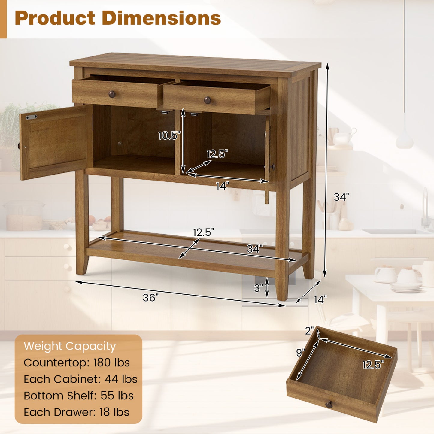 Mid-Century Console Table, Wood Coffee Bar, 2 Drawers, Walnut Coffee Tables at Gallery Canada
