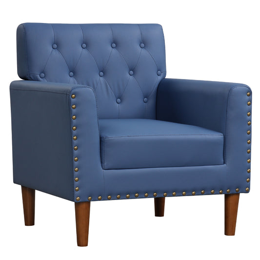 Mid Century Modern Accent Chair, Button Tufted, Blue