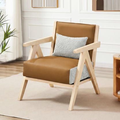 Mid-Century Modern Accent Chair, Artificial Leather, Rubber Wood Frame, Brown Accent Chairs at Gallery Canada