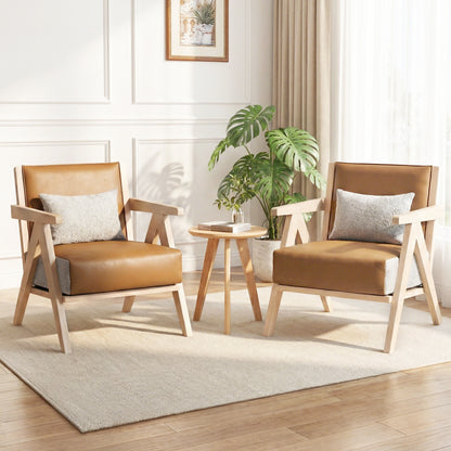 Mid-Century Modern Accent Chair, Artificial Leather, Rubber Wood Frame, Brown Accent Chairs at Gallery Canada