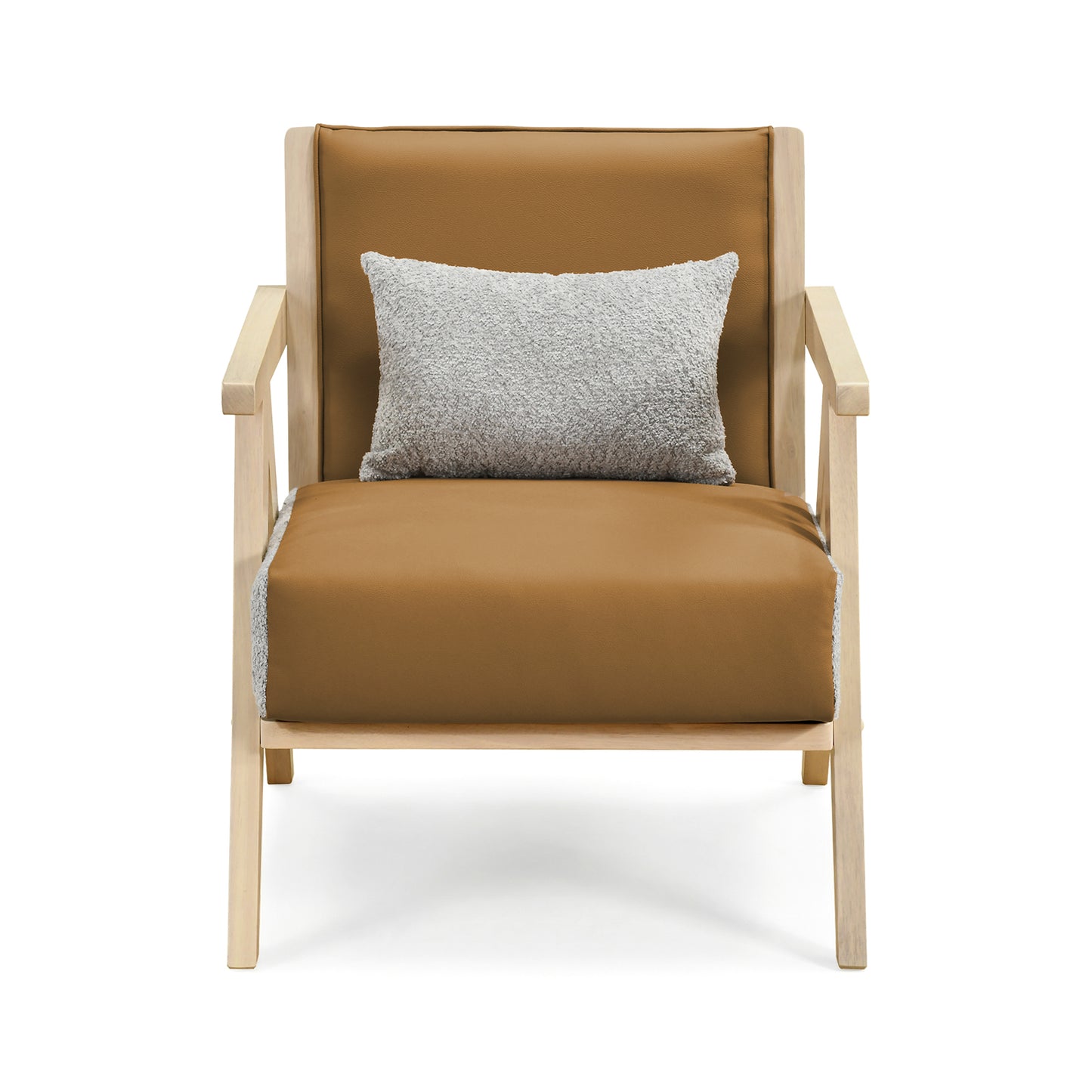 Mid-Century Modern Accent Chair, Artificial Leather, Rubber Wood Frame, Brown Accent Chairs at Gallery Canada