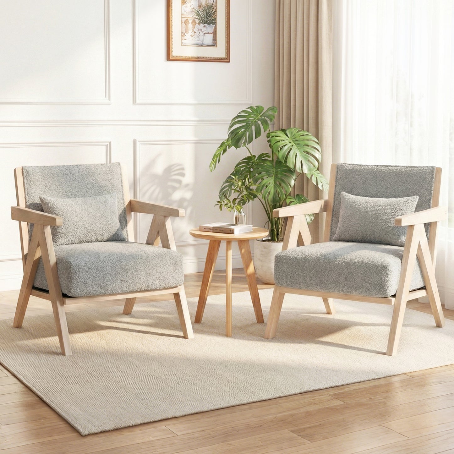 Mid-Century Modern Accent Chair, Artificial Leather Sofa, Gray Accent Chairs at Gallery Canada
