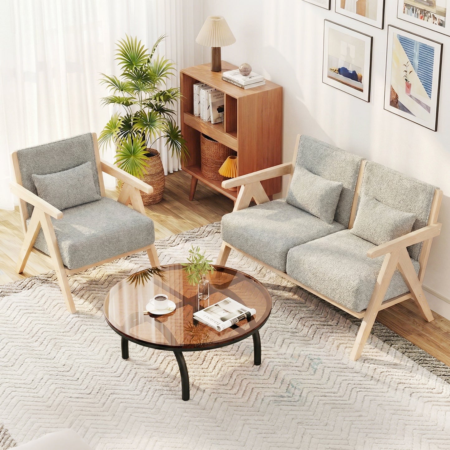 Mid-Century Modern Accent Chair, Artificial Leather Sofa, Gray Accent Chairs at Gallery Canada