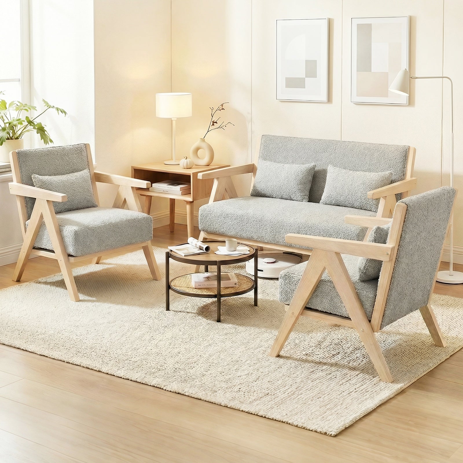 Mid-Century Modern Accent Chair, Artificial Leather Sofa, Gray Accent Chairs at Gallery Canada