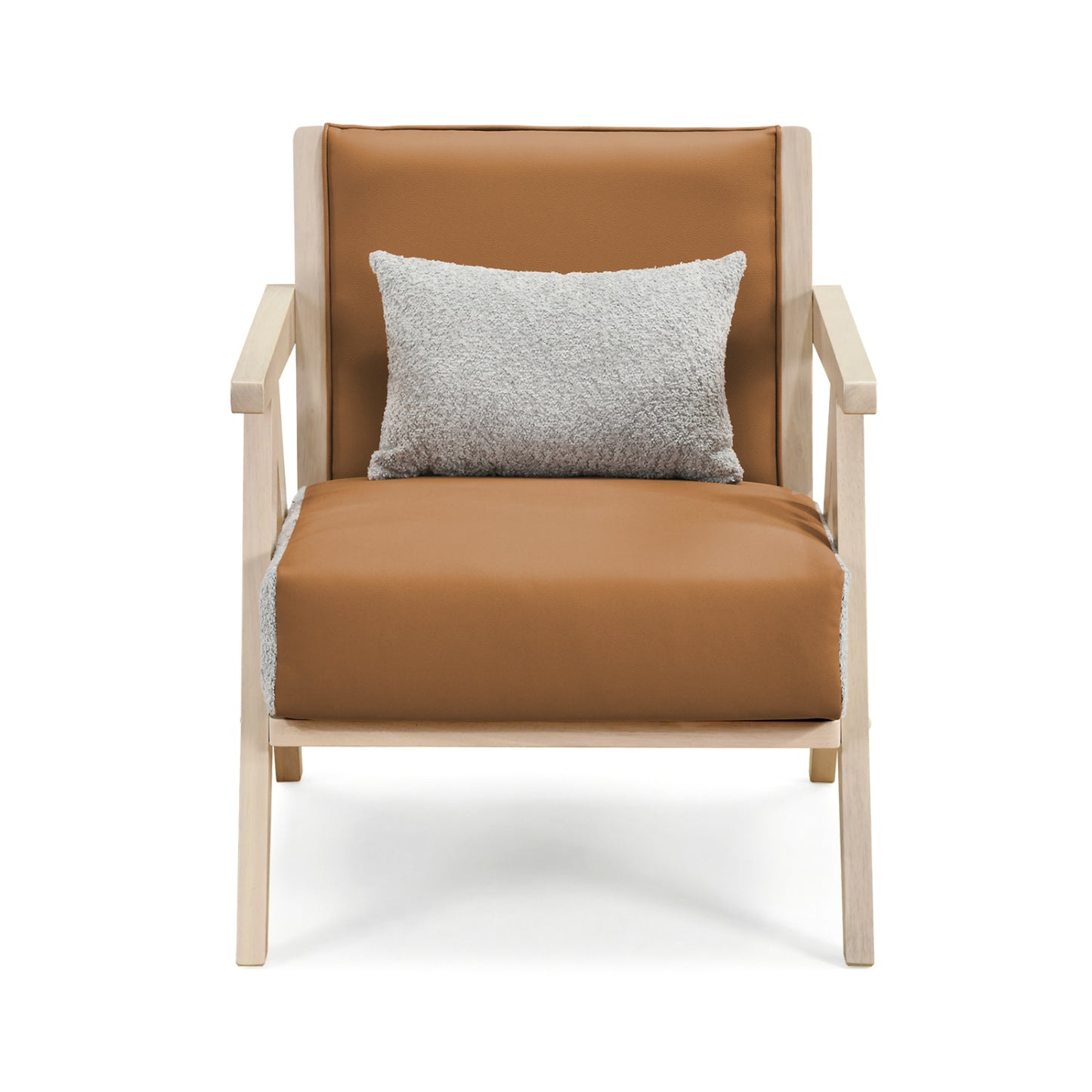 Mid-Century Modern Accent Chair, Artificial Leather, Rubber Wood Frame, Brown Accent Chairs at Gallery Canada