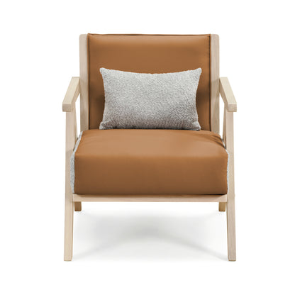 Mid-Century Modern Accent Chair, Artificial Leather, Rubber Wood Frame, Brown Accent Chairs at Gallery Canada