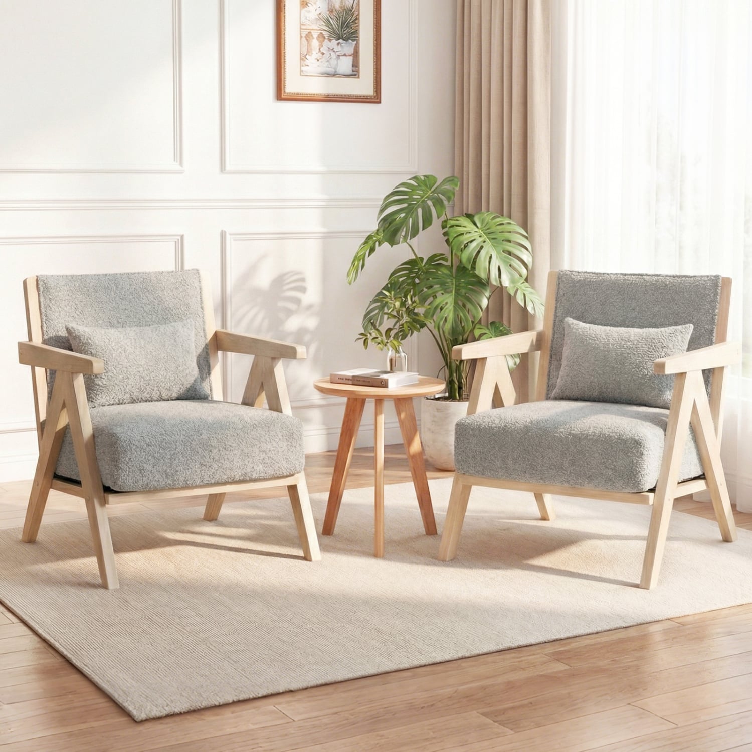 Mid-Century Modern Accent Chair, Artificial Leather Sofa, Gray Accent Chairs at Gallery Canada