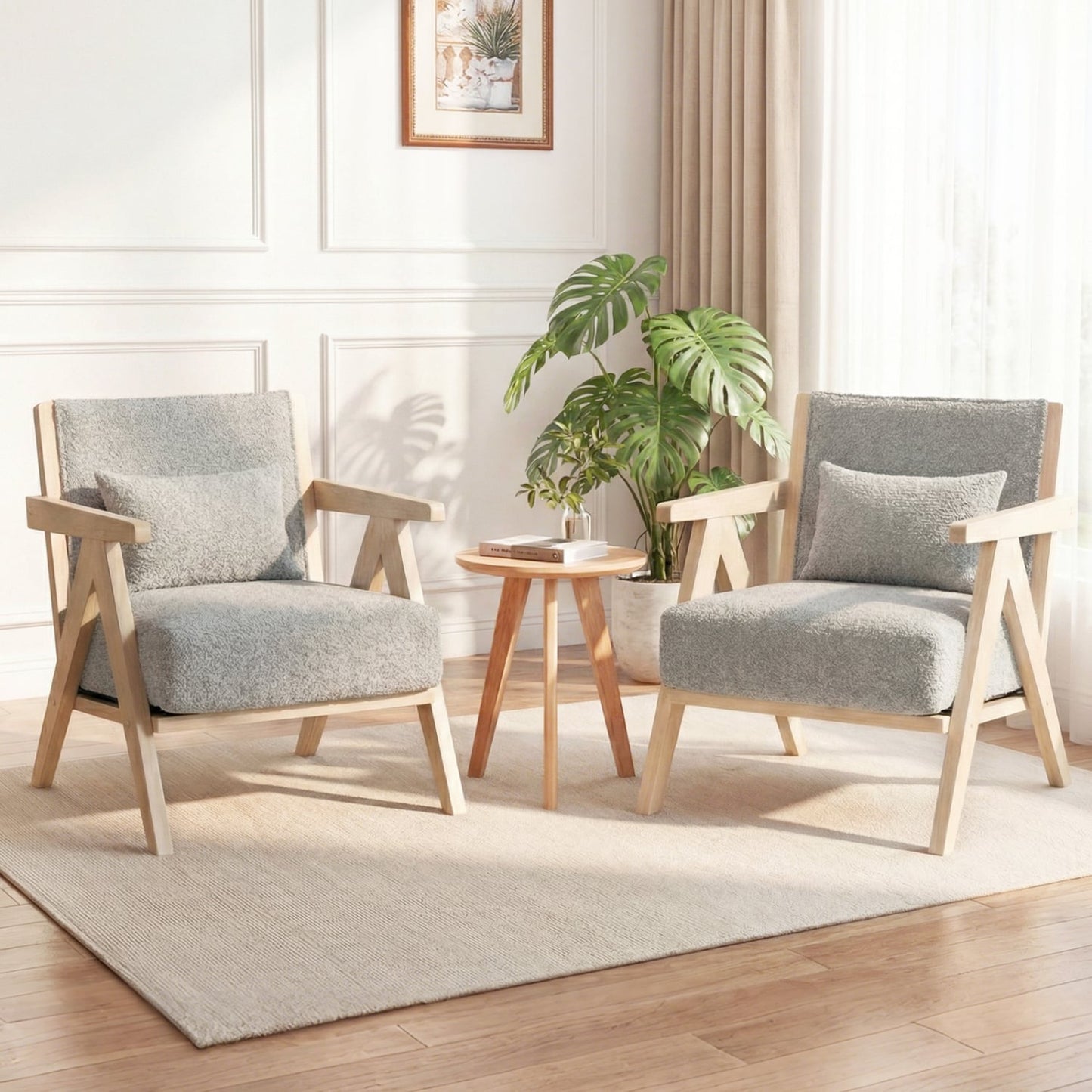 Mid-Century Modern Accent Chair, Artificial Leather Sofa, Gray Accent Chairs at Gallery Canada