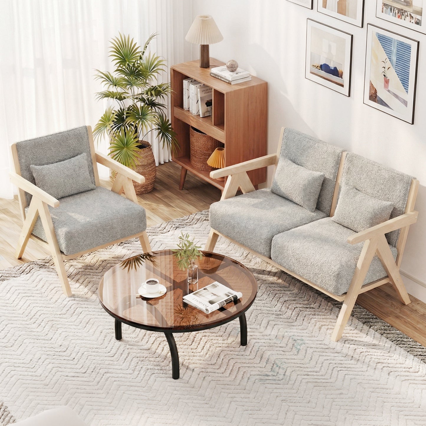 Mid-Century Modern Accent Chair, Artificial Leather Sofa, Gray Accent Chairs at Gallery Canada