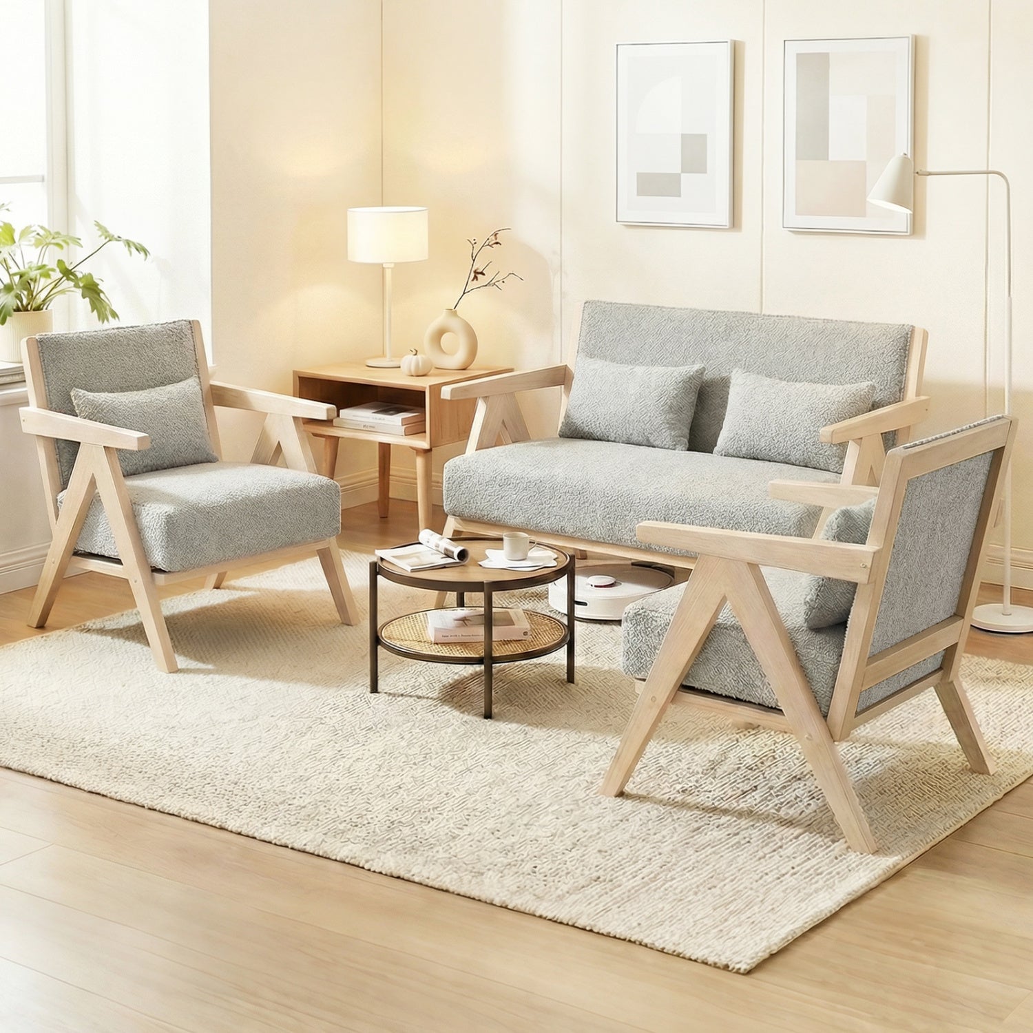 Mid-Century Modern Accent Chair, Artificial Leather Sofa, Gray Accent Chairs at Gallery Canada