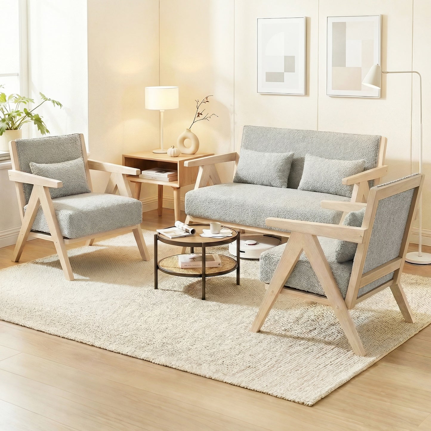 Mid-Century Modern Accent Chair, Artificial Leather Sofa, Gray Accent Chairs at Gallery Canada