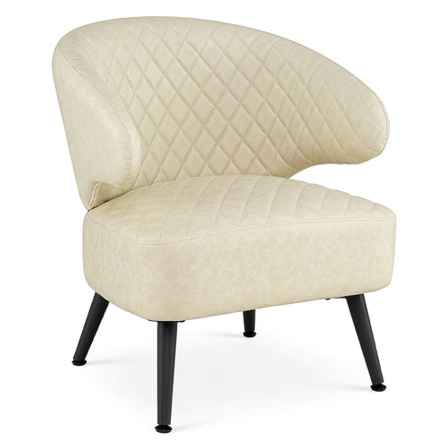 Mid Century Modern PU Leather Accent Chair, White