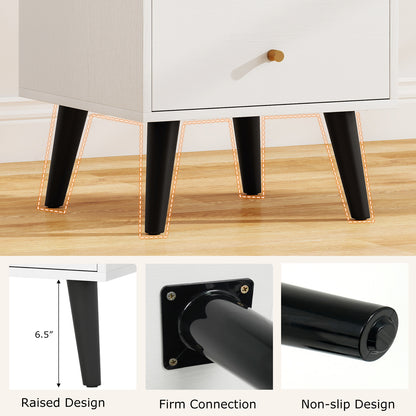 Mid Century Modern Bedside Table, With Golden Knobs, Black Nightstands at Gallery Canada