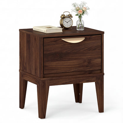Mid Century Modern Bedside Table, Walnut, With Drawer And Tapered Feet Nightstands Walnut at Gallery Canada