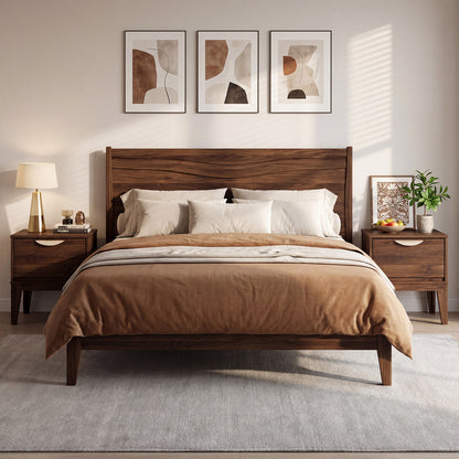 Mid Century Modern Bedside Table, Walnut, With Drawer And Tapered Feet Nightstands at Gallery Canada