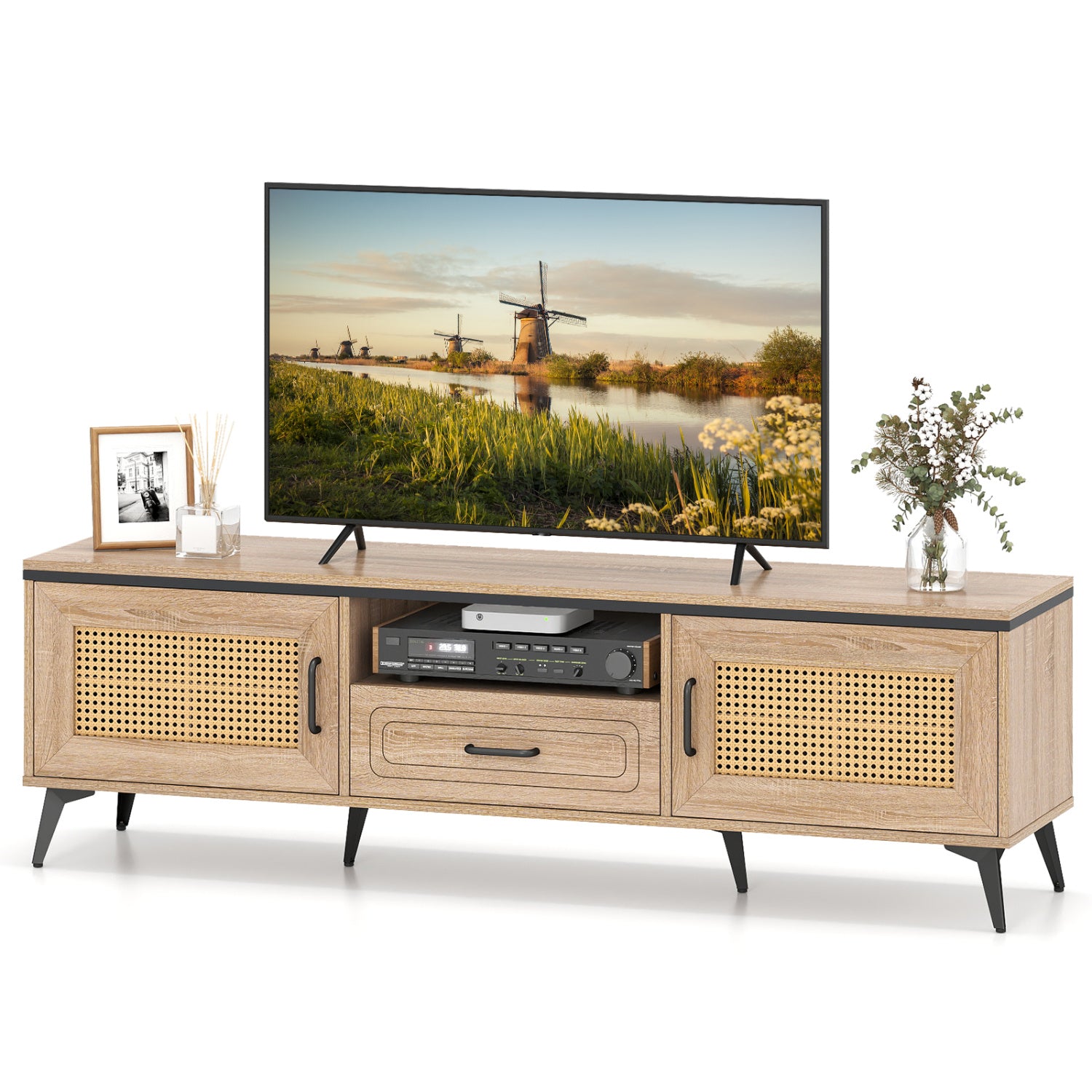 Mid Century Modern Entertainment Center, 2 Cabinets, Storage Drawer, Oak Entertainment Centers & TV Stands at Gallery Canada