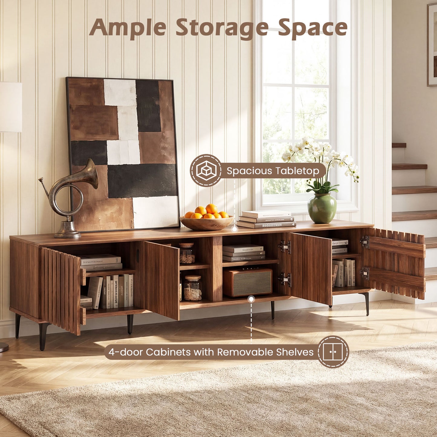 Mid Century Modern Entertainment Center, 4 Storage Cabinets, Walnut Entertainment Centers & TV Stands at Gallery Canada