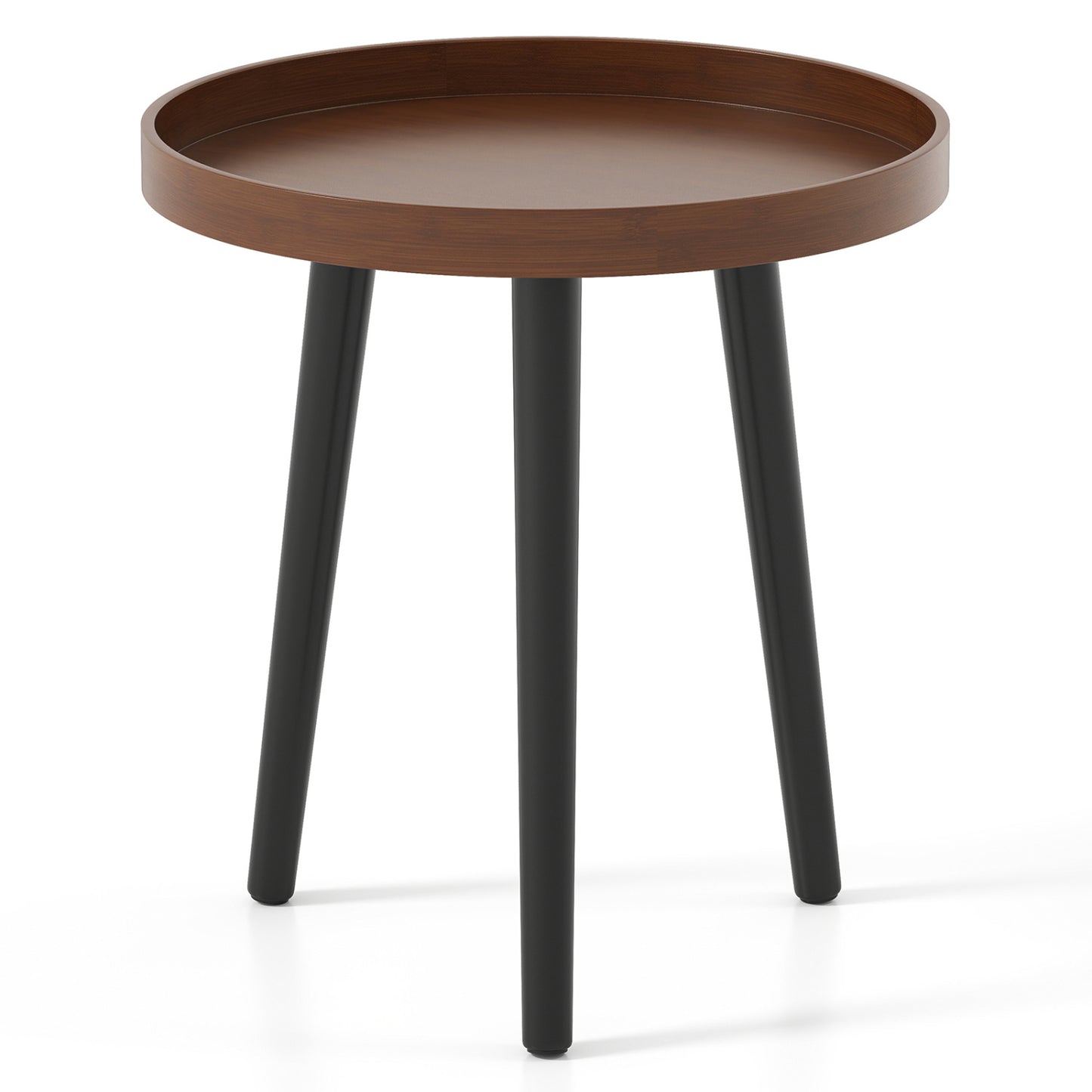 Mid Century Modern Round Side Table With Wooden Tray, Brown End & Side Tables at Gallery Canada