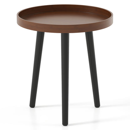 Mid Century Modern Round Side Table With Wooden Tray, Brown End & Side Tables at Gallery Canada
