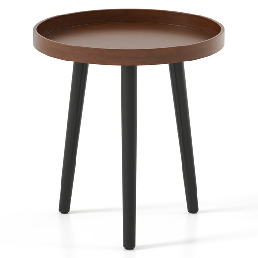 Mid Century Modern Round Side Table With Wooden Tray, Brown End & Side Tables Brown at Gallery Canada