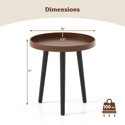 Mid Century Modern Round Side Table With Wooden Tray, Brown End & Side Tables at Gallery Canada