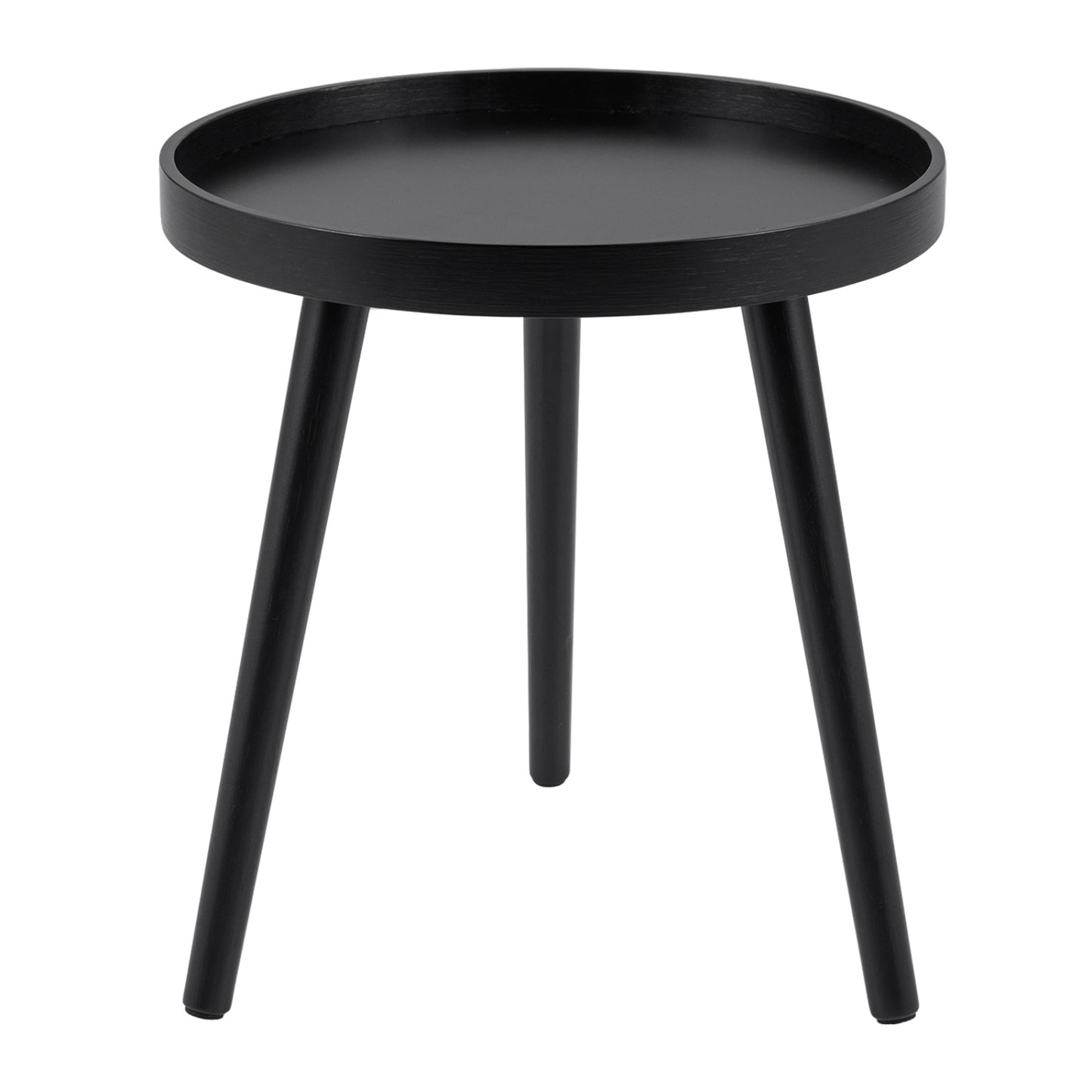 Mid-Century Round Side Table with Wooden Tray, Black Living Room at Gallery Canada