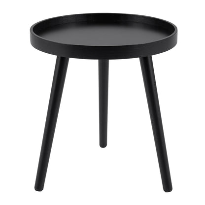 Mid-Century Round Side Table with Wooden Tray, Black Living Room at Gallery Canada