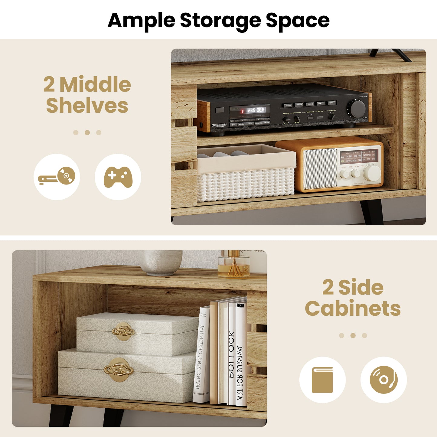 Mid Century Modern TV Stand, 80 Inch, Oak Entertainment Centers & TV Stands at Gallery Canada