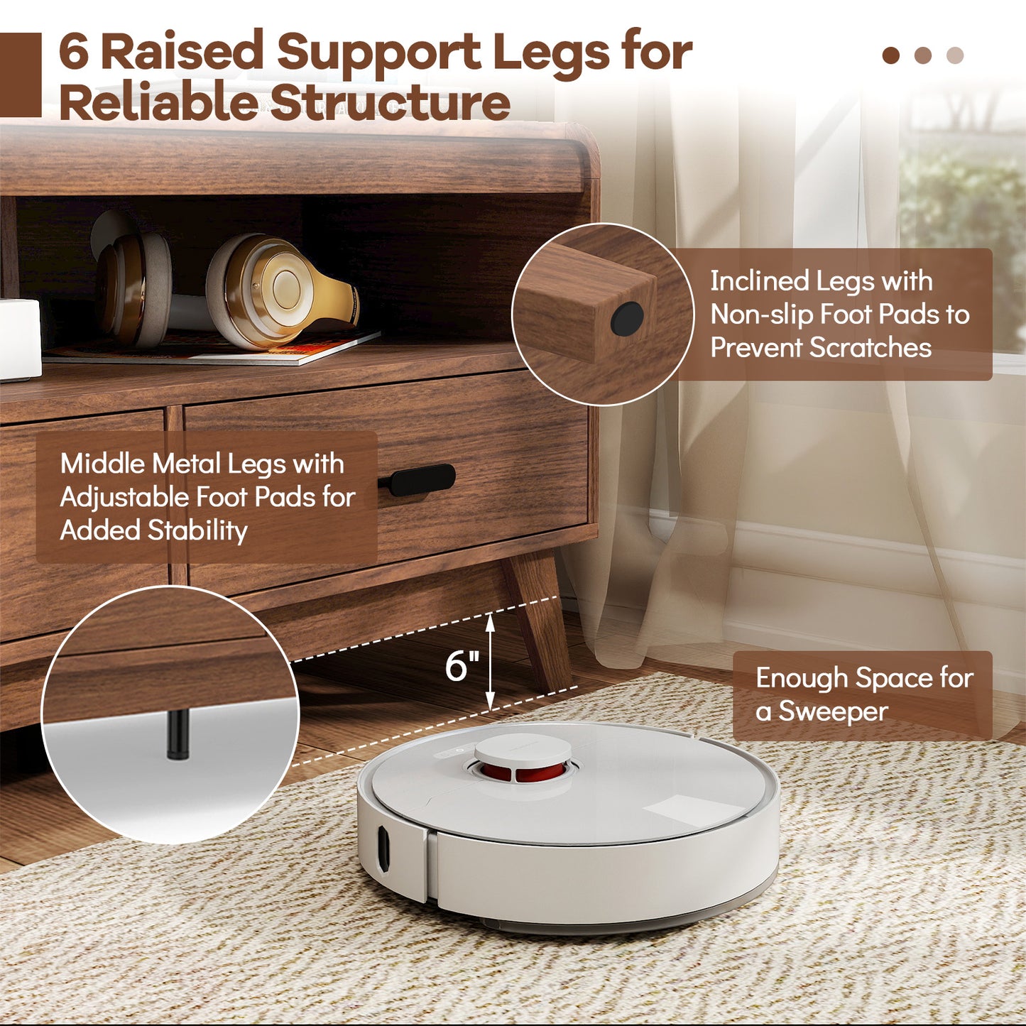 Mid Century Modern TV Stand for TVs up to 70" with 3 Storage Drawers and Open Shelves, Walnut