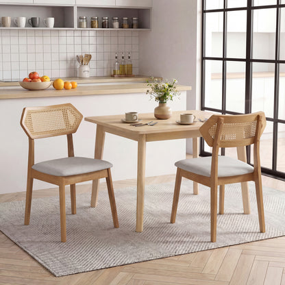 Mid Century Rattan Dining Chairs Set of 2, Natural