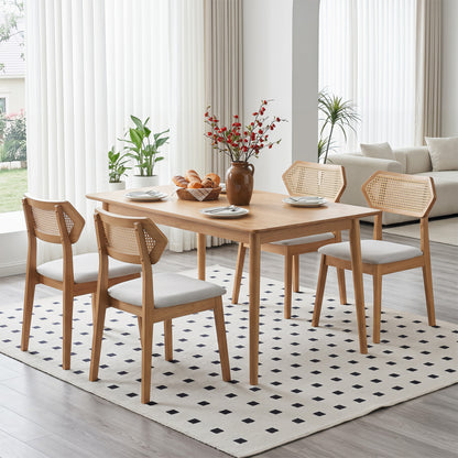 Mid Century Rattan Dining Chairs Set of 2, Natural