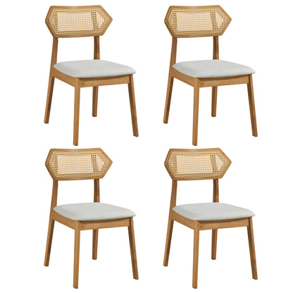 Mid Century Rattan Dining Chairs Set of 4