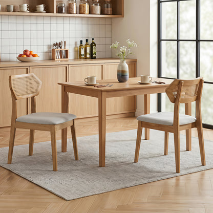 Mid Century Rattan Dining Chairs Set of 4