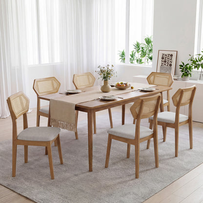 Mid Century Rattan Dining Chairs Set of 4