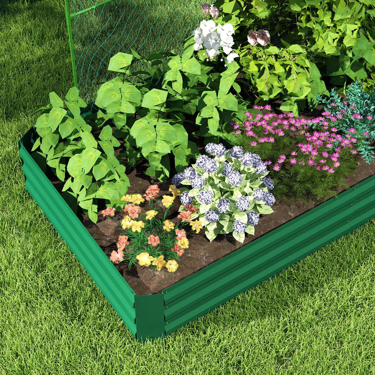 Metal Raised Garden Bed with Trellis, Galvanized Outdoor Garden Box Raised Garden Beds at Gallery Canada