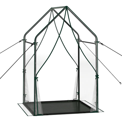 Mini House With Metal Frame, Transparent, L, Green