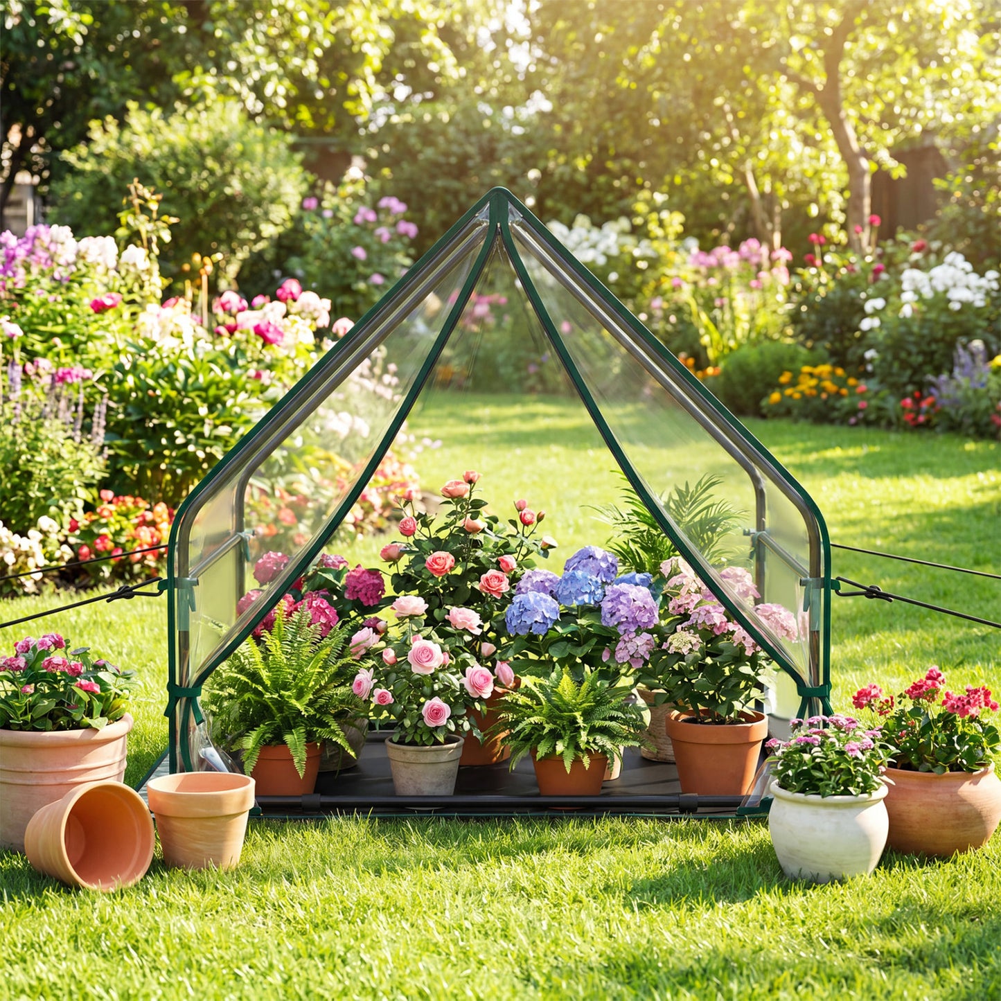 Mini House, Metal Frame, Transparent, Waterproof Bottom, Size S, Green Greenhouses at Gallery Canada