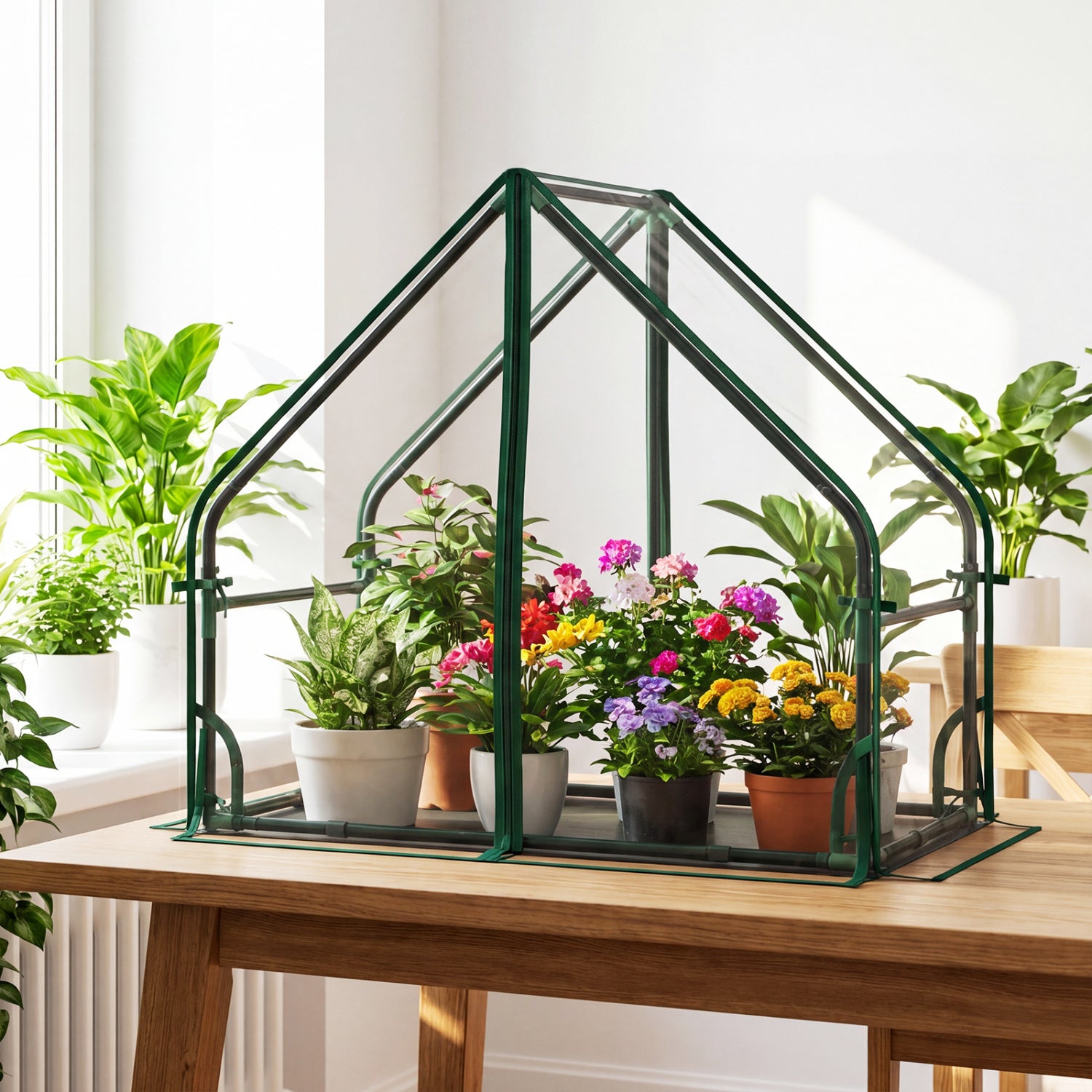 Mini House, Metal Frame, Transparent, Waterproof Bottom, Size S, Green Greenhouses at Gallery Canada