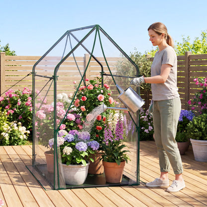 Mini Green House Metal Frame with Waterproof Bottom Mat and Wind Ropes-XL, Transparent Greenhouses at Gallery Canada