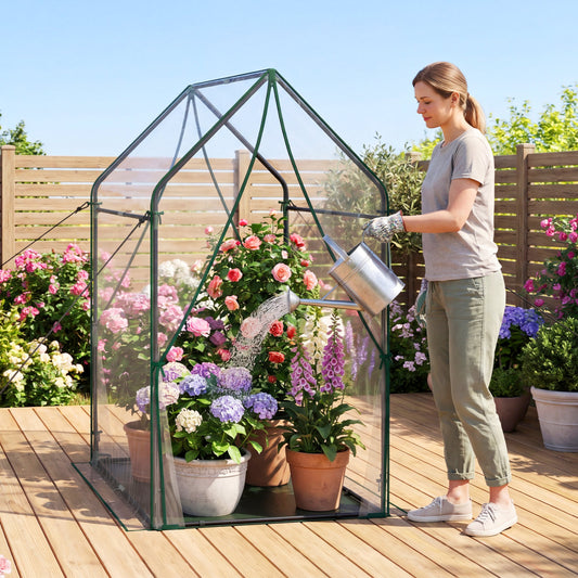 Mini Green House Metal Frame with Waterproof Bottom Mat and Wind Ropes-XL, Transparent Greenhouses Transparent at Gallery Canada