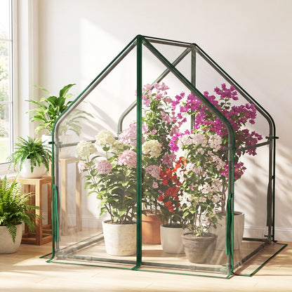Mini Green House Metal Frame with Waterproof Bottom Mat and Wind Ropes-M, Transparent Greenhouses at Gallery Canada