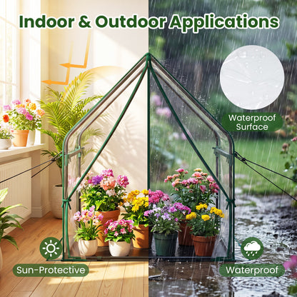 Mini Green House Metal Frame with Waterproof Bottom Mat and Wind Ropes-M, Transparent Greenhouses at Gallery Canada