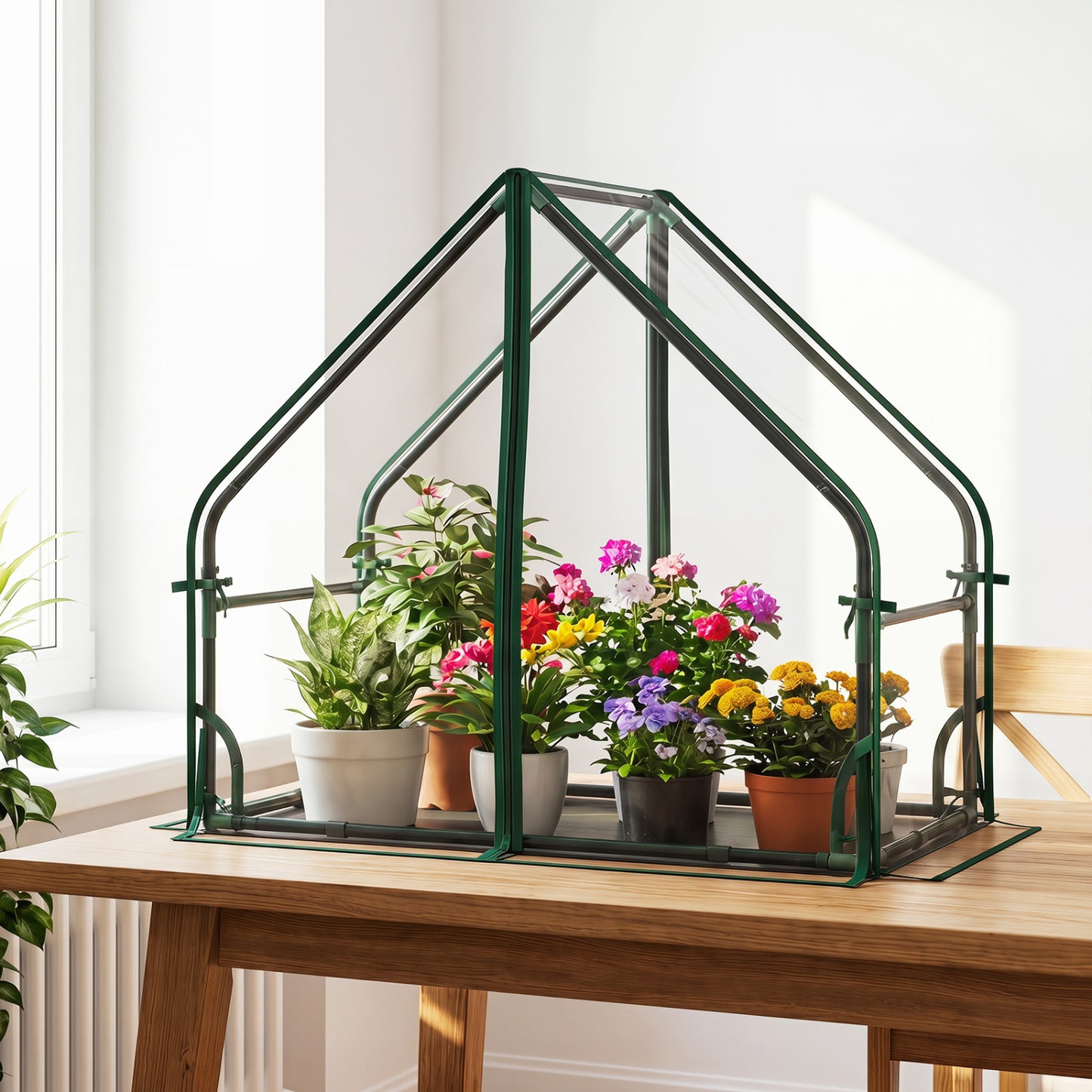 Mini House, Metal Frame, Transparent, Waterproof Bottom, Size S, Green Greenhouses at Gallery Canada