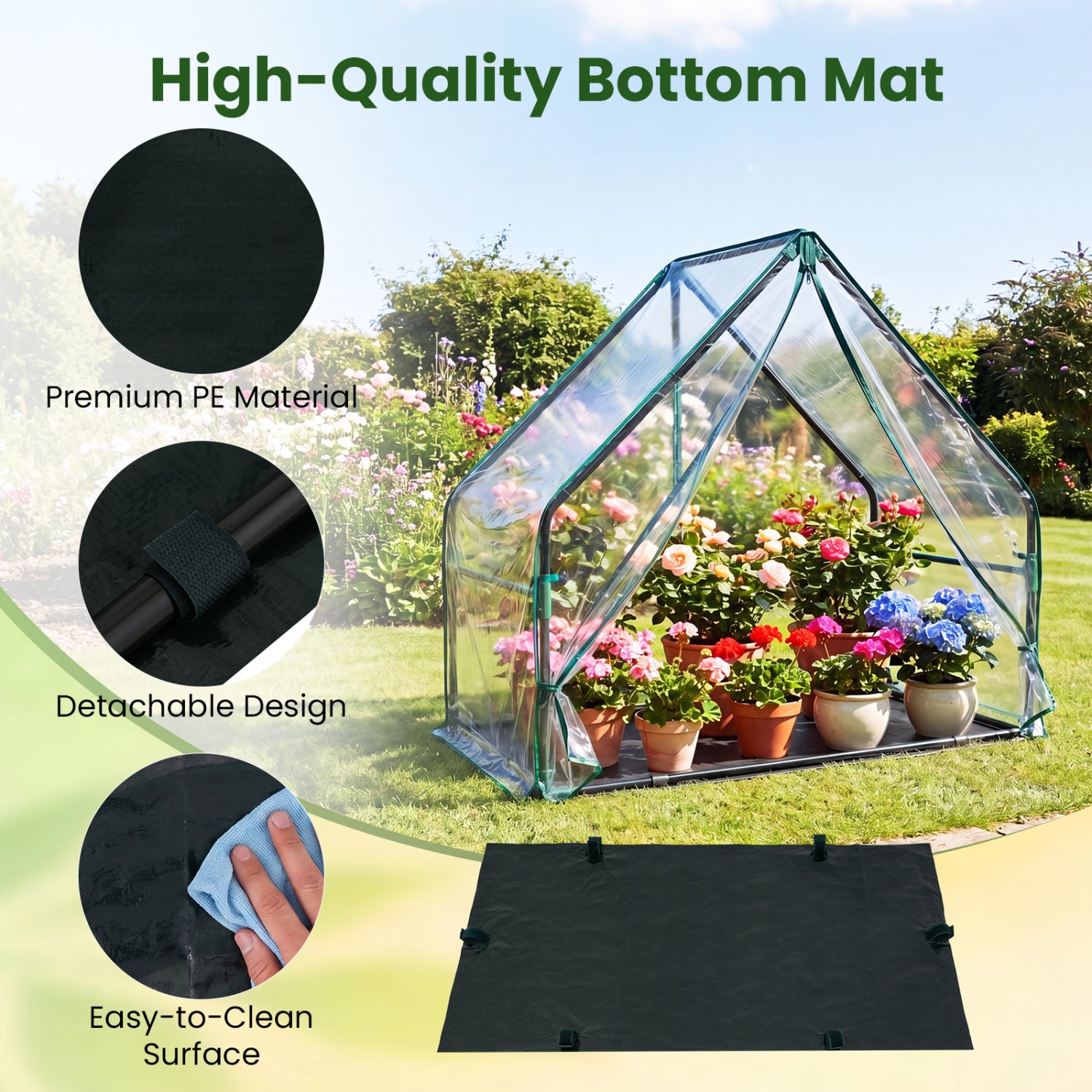 Mini House, Metal Frame, Transparent, Waterproof Bottom, Size S, Green Greenhouses at Gallery Canada