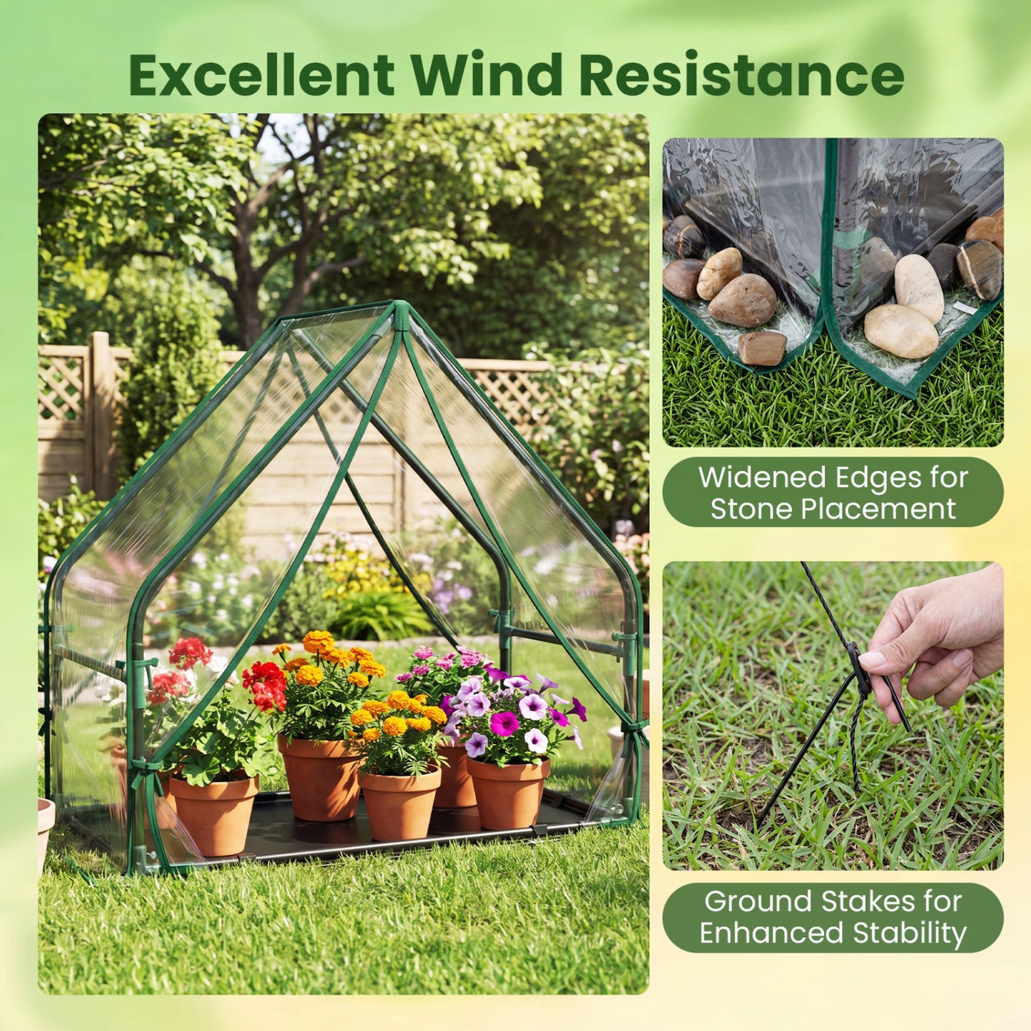 Mini House, Metal Frame, Transparent, Waterproof Bottom, Size S, Green Greenhouses at Gallery Canada