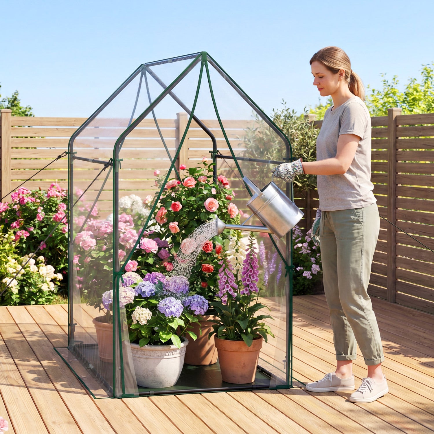 Mini Green House Metal Frame with Waterproof Bottom Mat and Wind Ropes-XL, Transparent Greenhouses at Gallery Canada