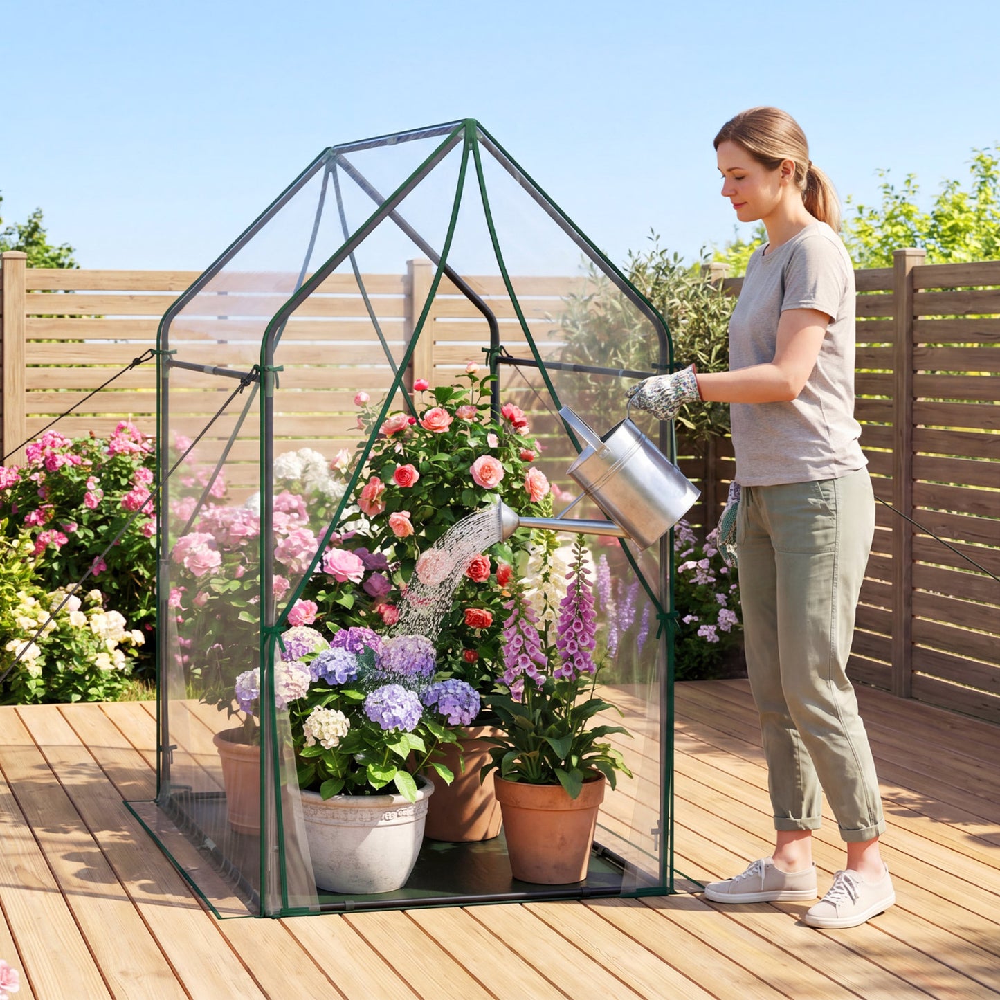Mini Green House Metal Frame with Waterproof Bottom Mat and Wind Ropes-XL, Transparent Greenhouses at Gallery Canada