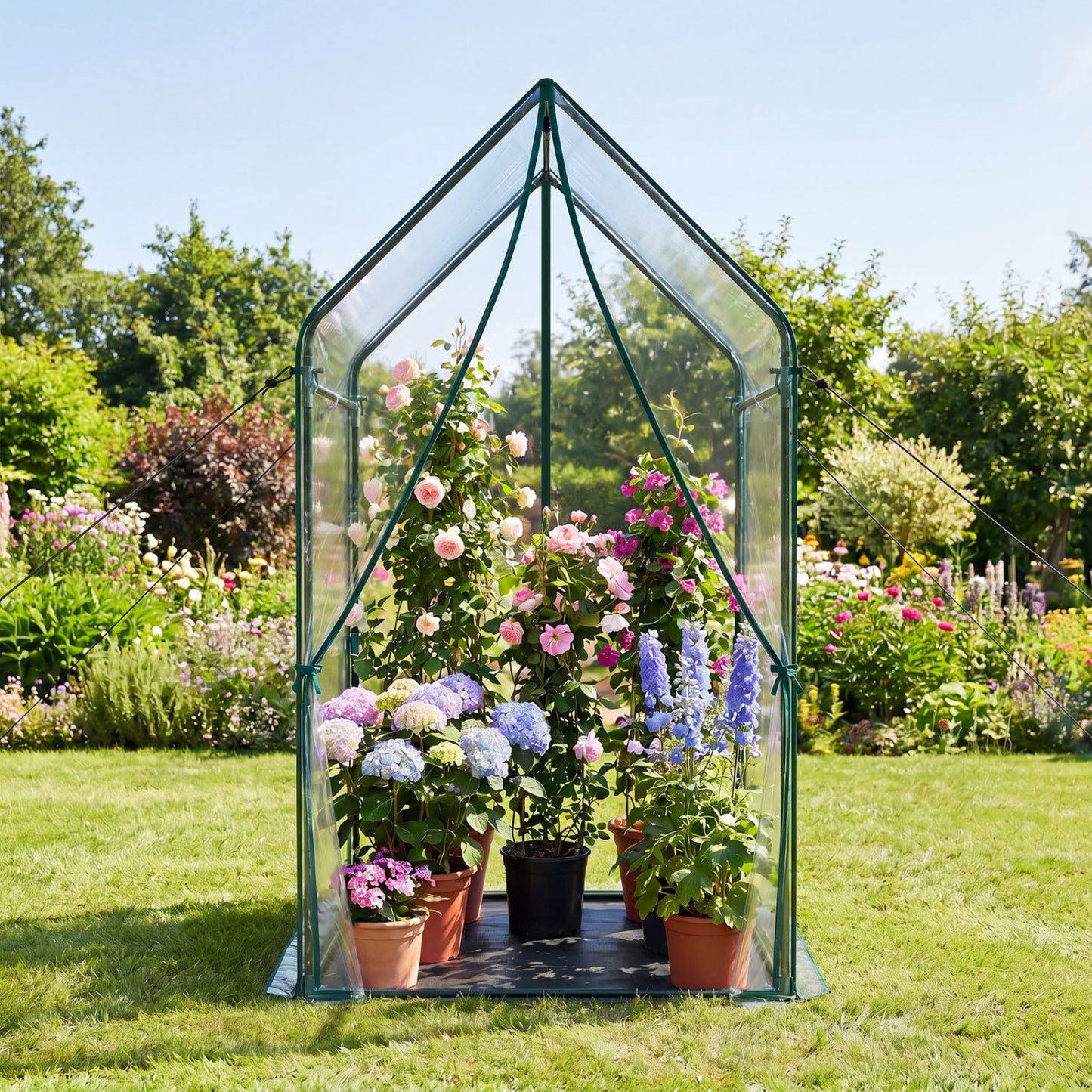Mini Green House Metal Frame with Waterproof Bottom Mat and Wind Ropes-XL, Transparent Greenhouses at Gallery Canada