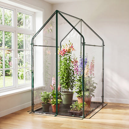 Mini Green House Metal Frame with Waterproof Bottom Mat and Wind Ropes-XL, Transparent Greenhouses at Gallery Canada